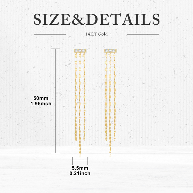14K Gold Circular Shaped Moissanite Bar Drop Earrings-4