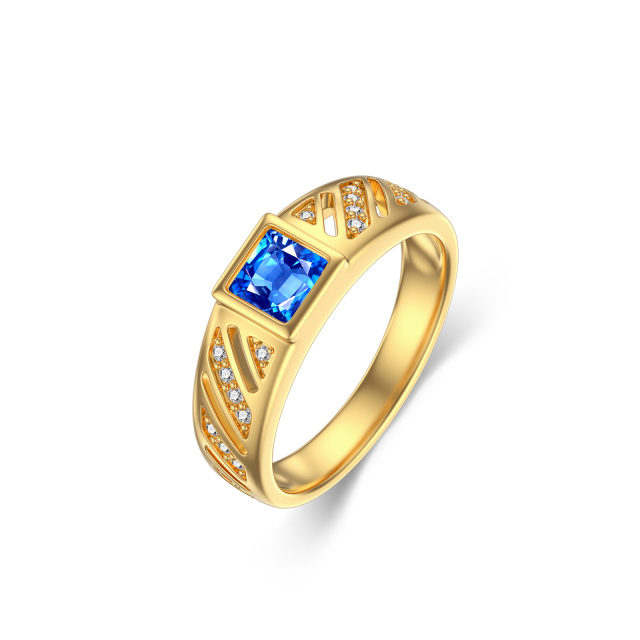 10K Gold Cubic Zirconia Personalized Engraving & Square Ring-3