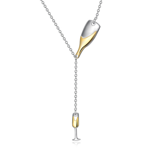 S925 Champagne Flutes Wine Bottle Lariat Y Necklace Champagne Jewelry Congratulations Gift