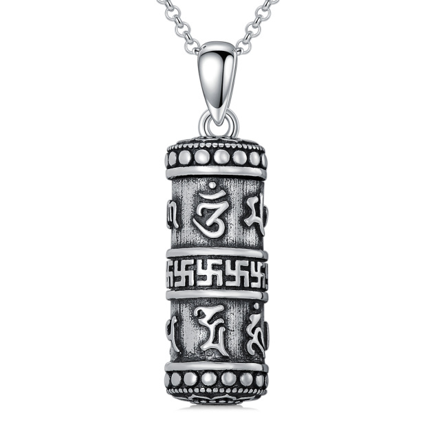 Sterling Silver Buddhist Prayer Wheel Urn Necklace for Ashes-0