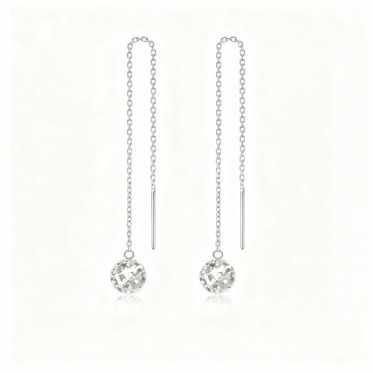 10K White Gold Spherical Drop Earrings