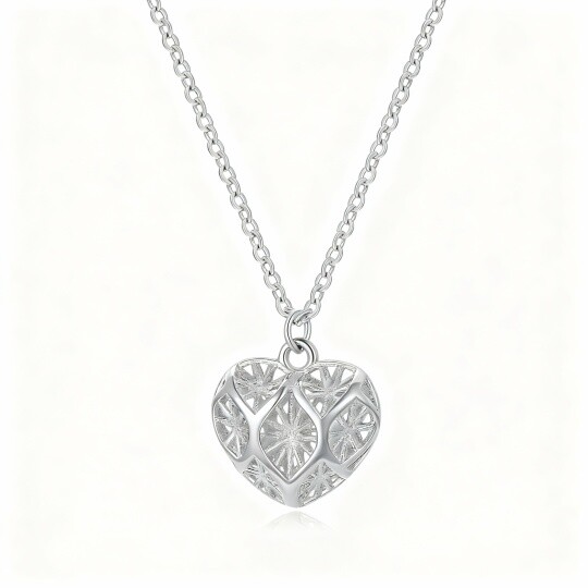 10K White Gold Heart Pendant Necklace