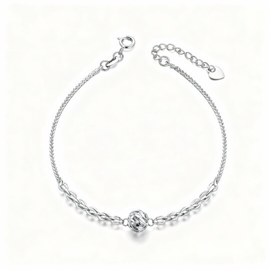 10K White Gold Spherical Charm Bracelet