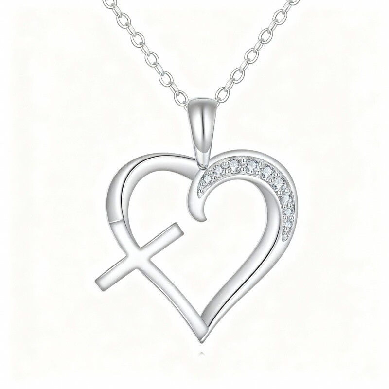 قلادة من الذهب الأبيض عيار 10 قيراط مرصعة بالماس والصلبان-16