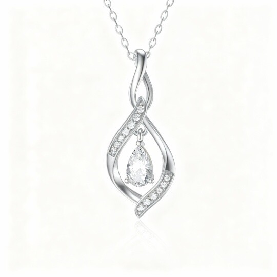 Collier pendentif symbole infini en or blanc 10 carats et zircon cubique