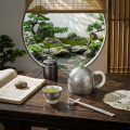 wholesale 925 Sterling Silver Elegant Hand-Hammered Silver Teapot Featuring Twin Carp and Jade Accents - Handicraft-0-3