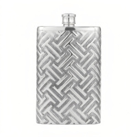 wholesale 925 Sterling Silver Elegant Silver-Tone Hip Flask with Intricate Geometric Maze Pattern - Handicraft-undefined