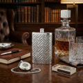 wholesale 925 Sterling Silver Elegant Silver-Tone Hip Flask with Intricate Geometric Maze Pattern - Handicraft-0-2