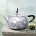 wholesale 925 Sterling Silver Handcrafted Sterling Silver Teapot with Embossed Mountain Landscape and Cord-Wrapped Handle - Handicraft-0-2