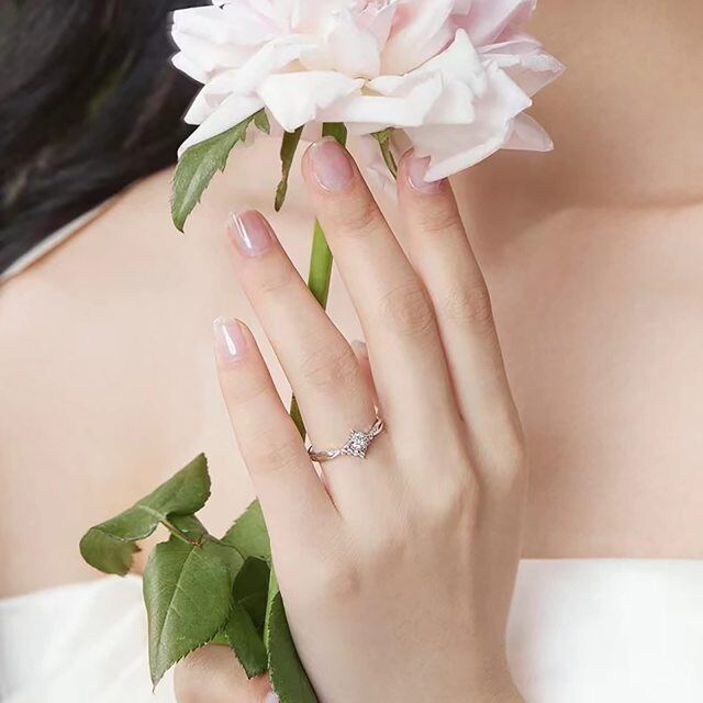 Anel de casamento em prata esterlina com gravação personalizada de Moissanite em forma cir-3