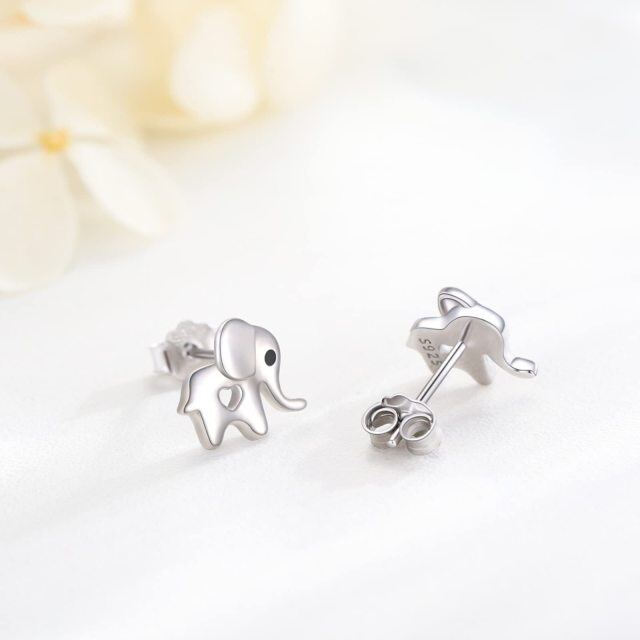Sterling Silver Elephant Stud Earrings-4
