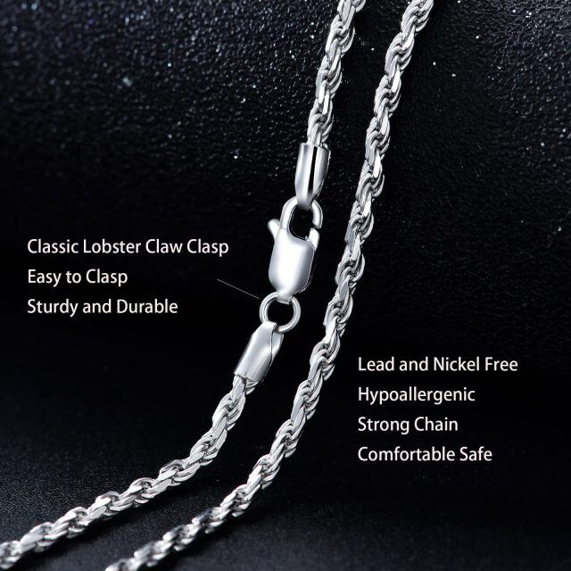 Collar de cadena de cuerda de plata esterlina-2
