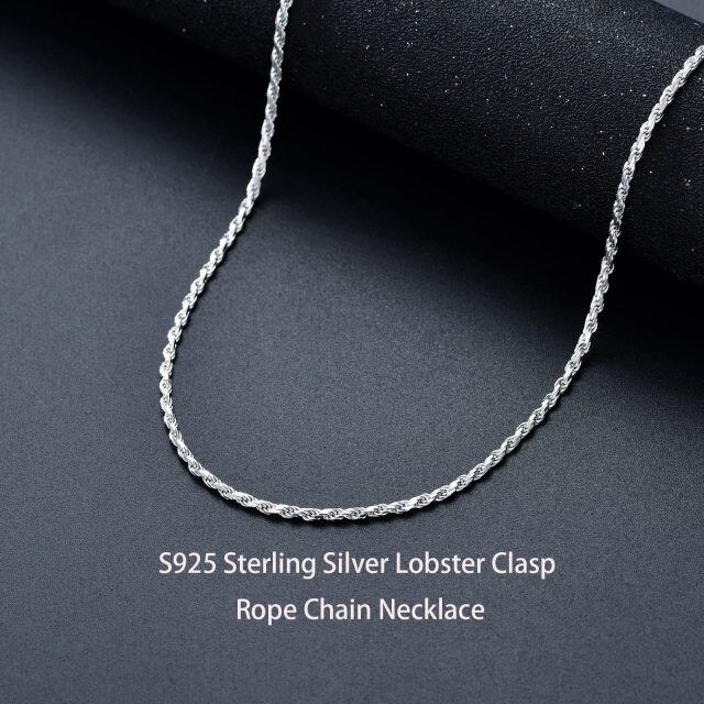 Colar de corrente de corda de prata esterlina-1