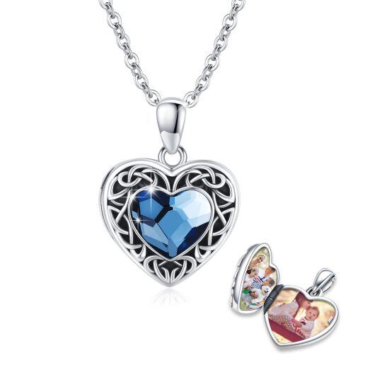 Colar de prata esterlina com foto personalizada em cristal e coração com medalhão personal