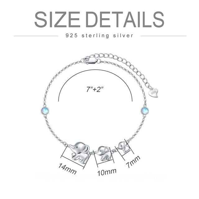 Sterling Silver Circular Shaped Moonstone Elephant Pendant Bracelet-4
