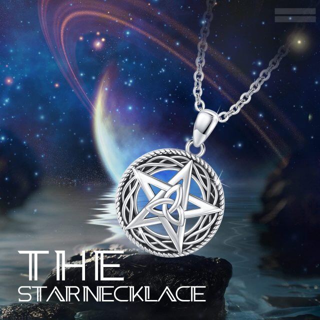 Sterling Silver Celtic Knot & Pentagram Pendant Necklace-6