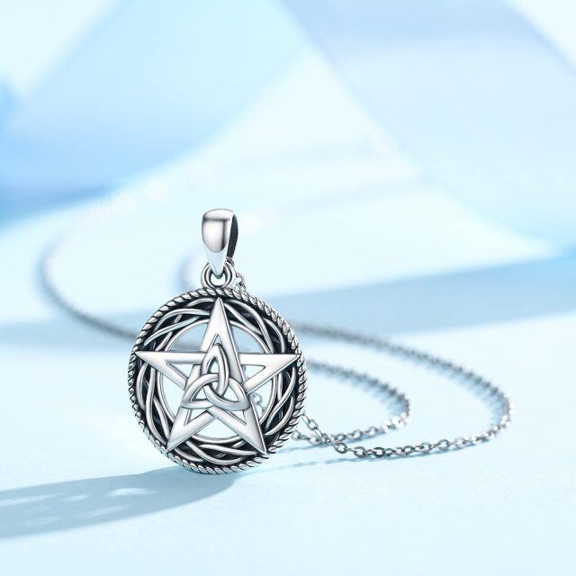 Sterling Silver Celtic Knot & Pentagram Pendant Necklace-2