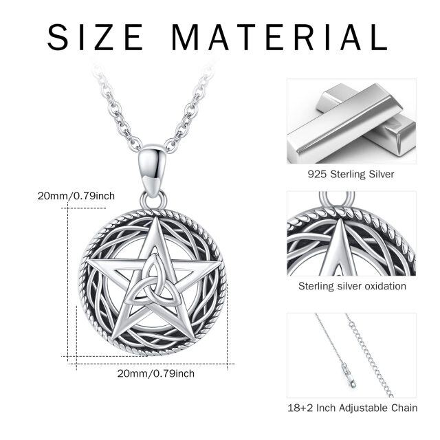 Sterling Silver Celtic Knot & Pentagram Pendant Necklace-5