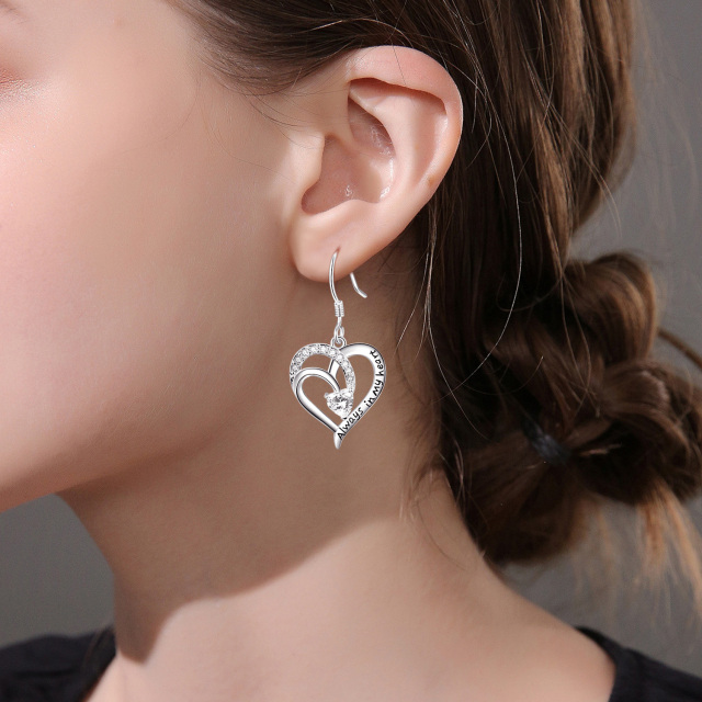 Boucles d'oreilles pendantes en argent sterling hypoallergéniques en forme de cœur pour maman ou femme en cadeau-4