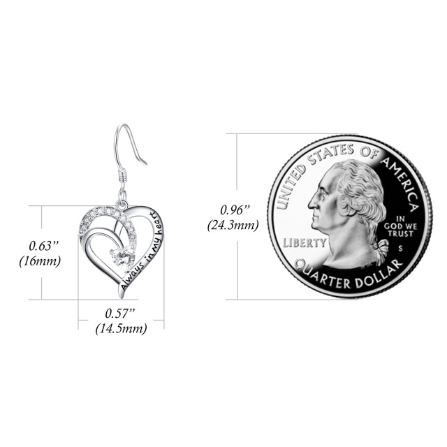 Boucles d'oreilles pendantes en argent sterling hypoallergéniques en forme de cœur pour maman ou femme en cadeau-2