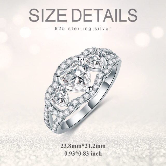 Sterling Silver Heart Shaped Moissanite Personalized Engraving Engagement Ring-5