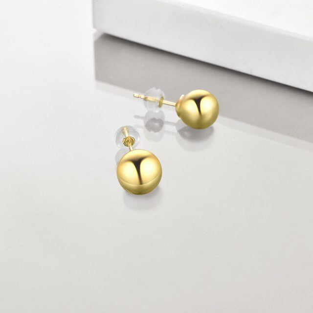 14K Solid Yellow Gold Ball Stud Earrings with Silicone for Women-3
