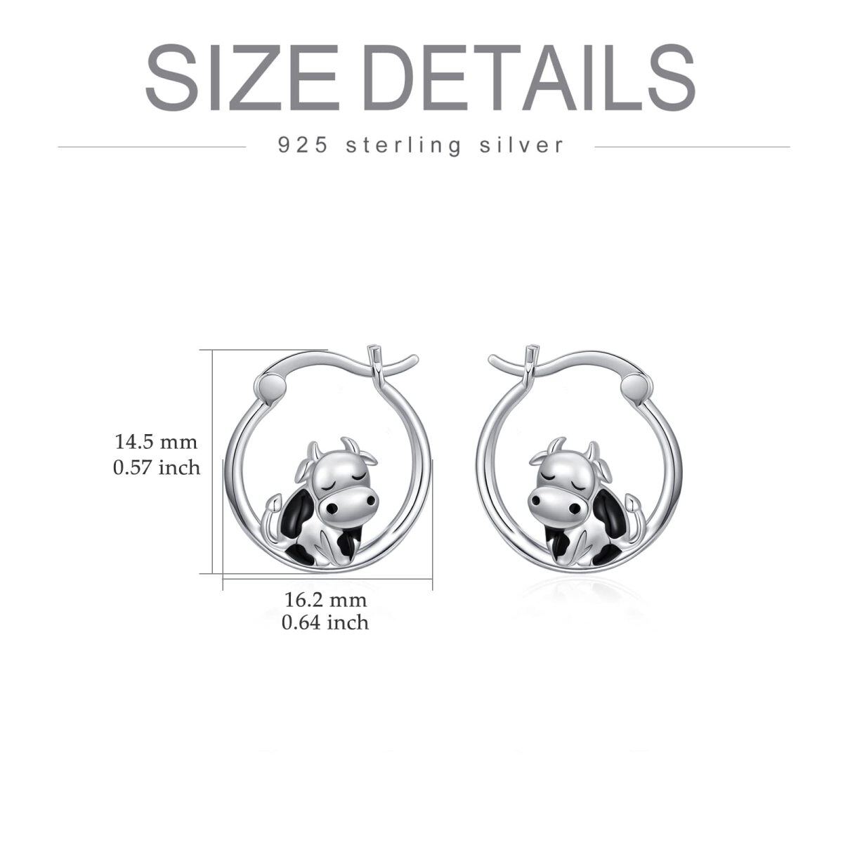 Cow Earrings 925 Sterling Silver Cow Hoop Earrings for Women Cow Gifts for Birthday-4