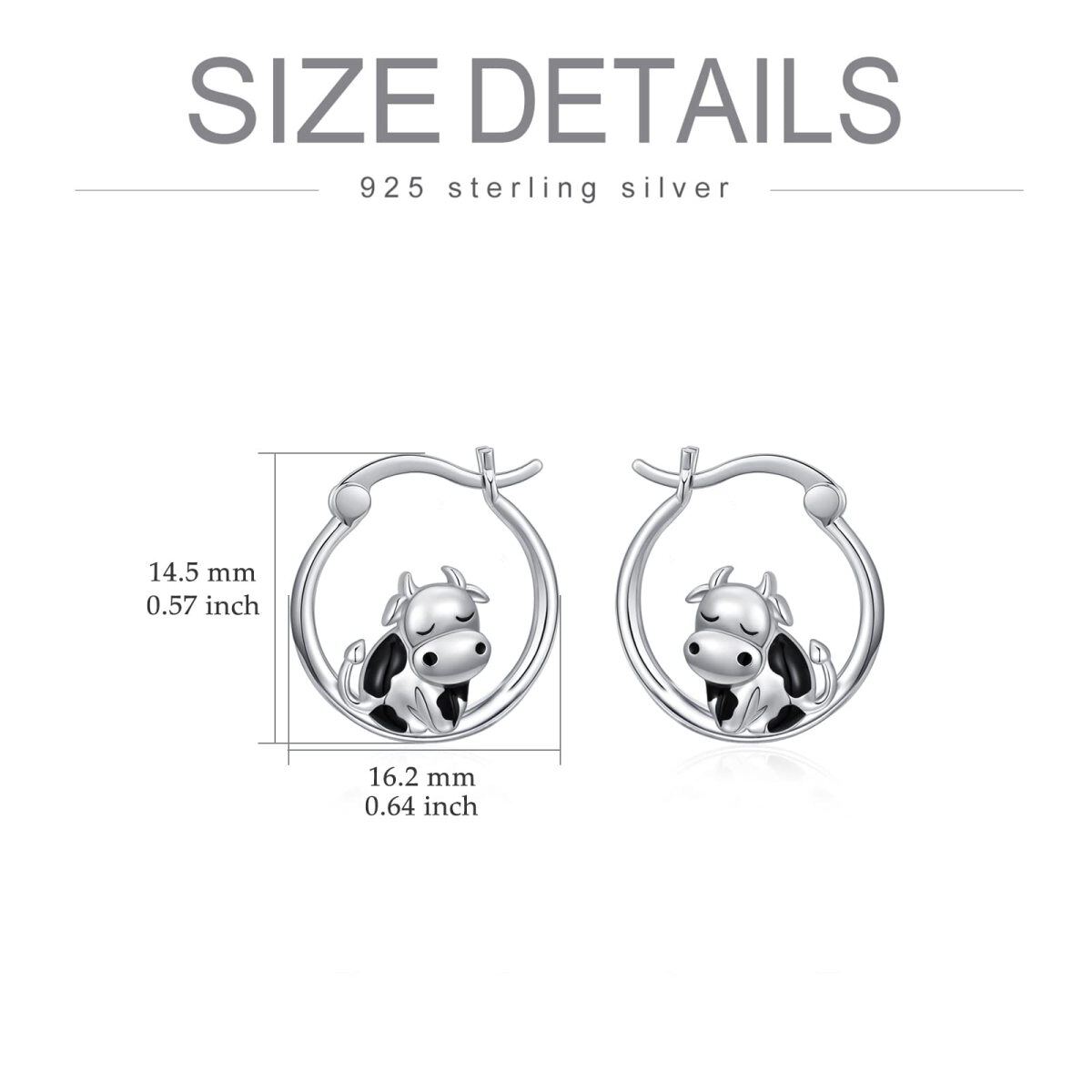 Boucles d'oreilles en forme de vache en argent sterling 925 pour femme, cadeaux d'anniversaire-4