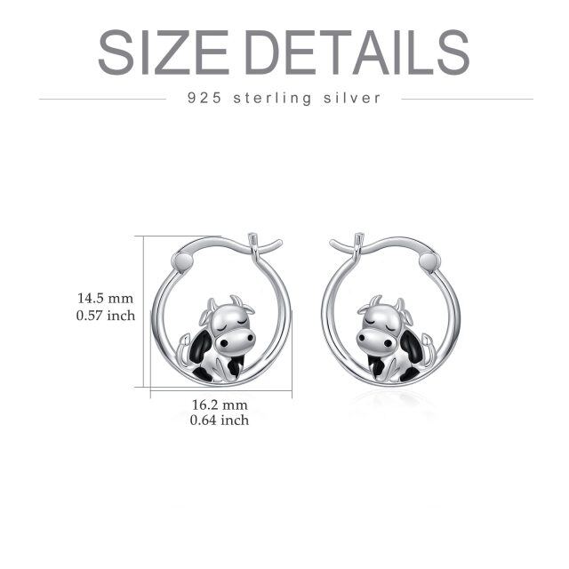 Cow Earrings 925 Sterling Silver Cow Hoop Earrings for Women Cow Gifts for Birthday-3