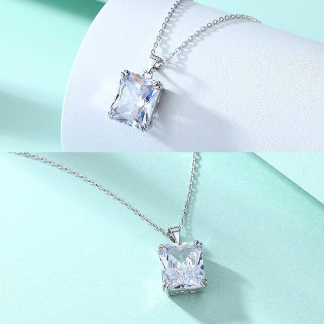 10K Gold Cubic Zirconia Personalized Birthstone Pendant Necklace-3