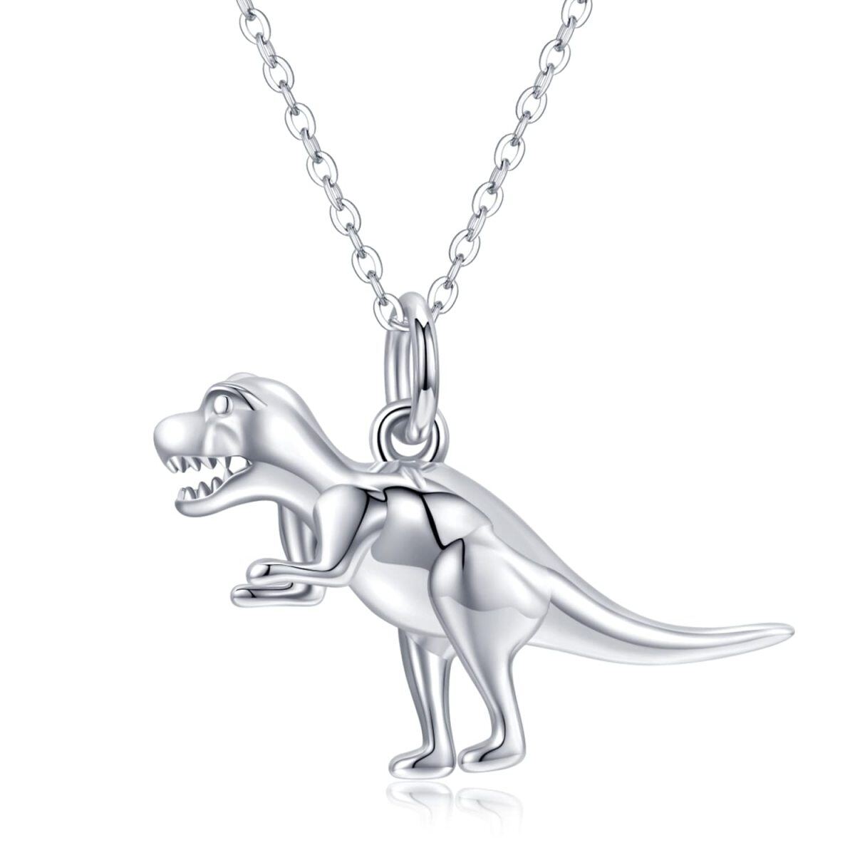 Sterling Silver Dinosaur Pendant Necklace for Women-1