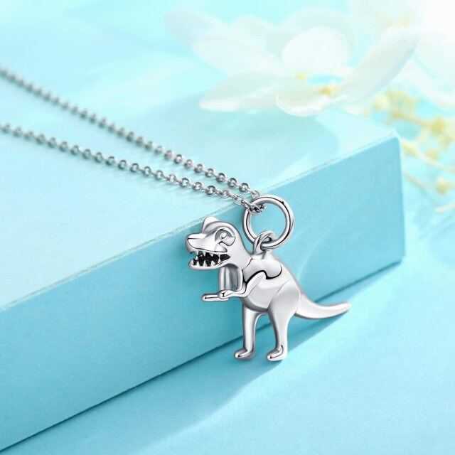 Sterling Silver Dinosaur Pendant Necklace for Women-3