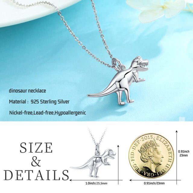 Sterling Silver Dinosaur Pendant Necklace for Women-4