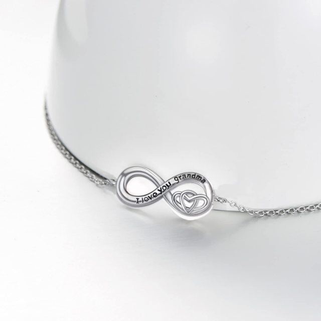 Sterling Silver Infinite Symbol Pendant Bracelet with Engraved Word-2
