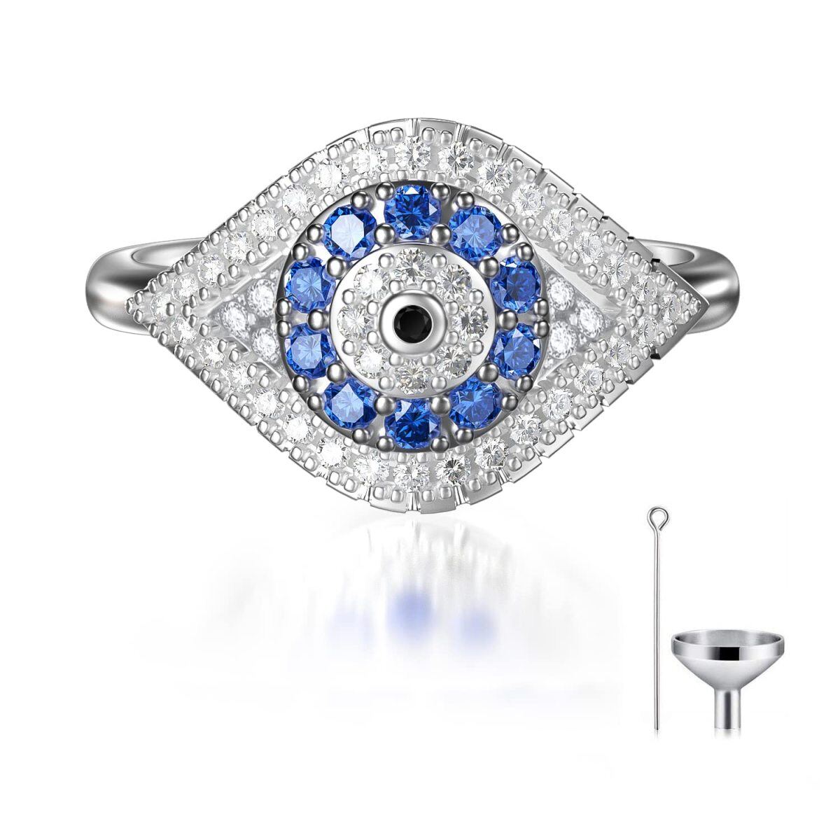 Evil Eye Urn Ring for Ashes with 925 Sterling Silver-1