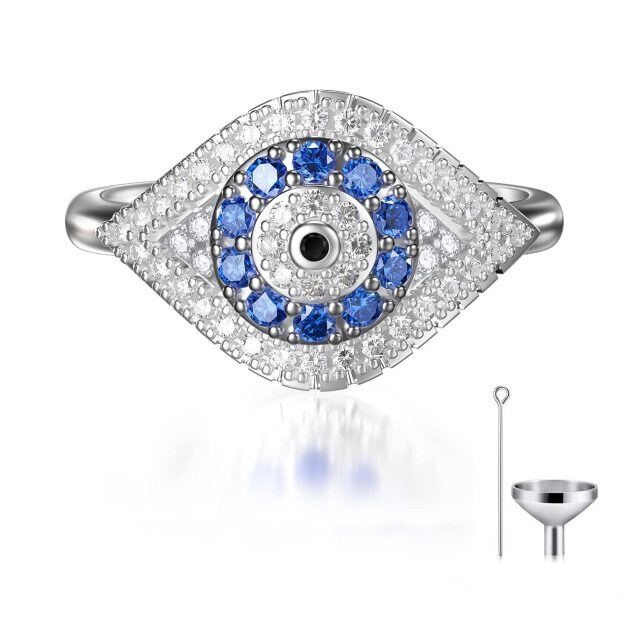 Evil Eye Urn Ring for Ashes with 925 Sterling Silver-0