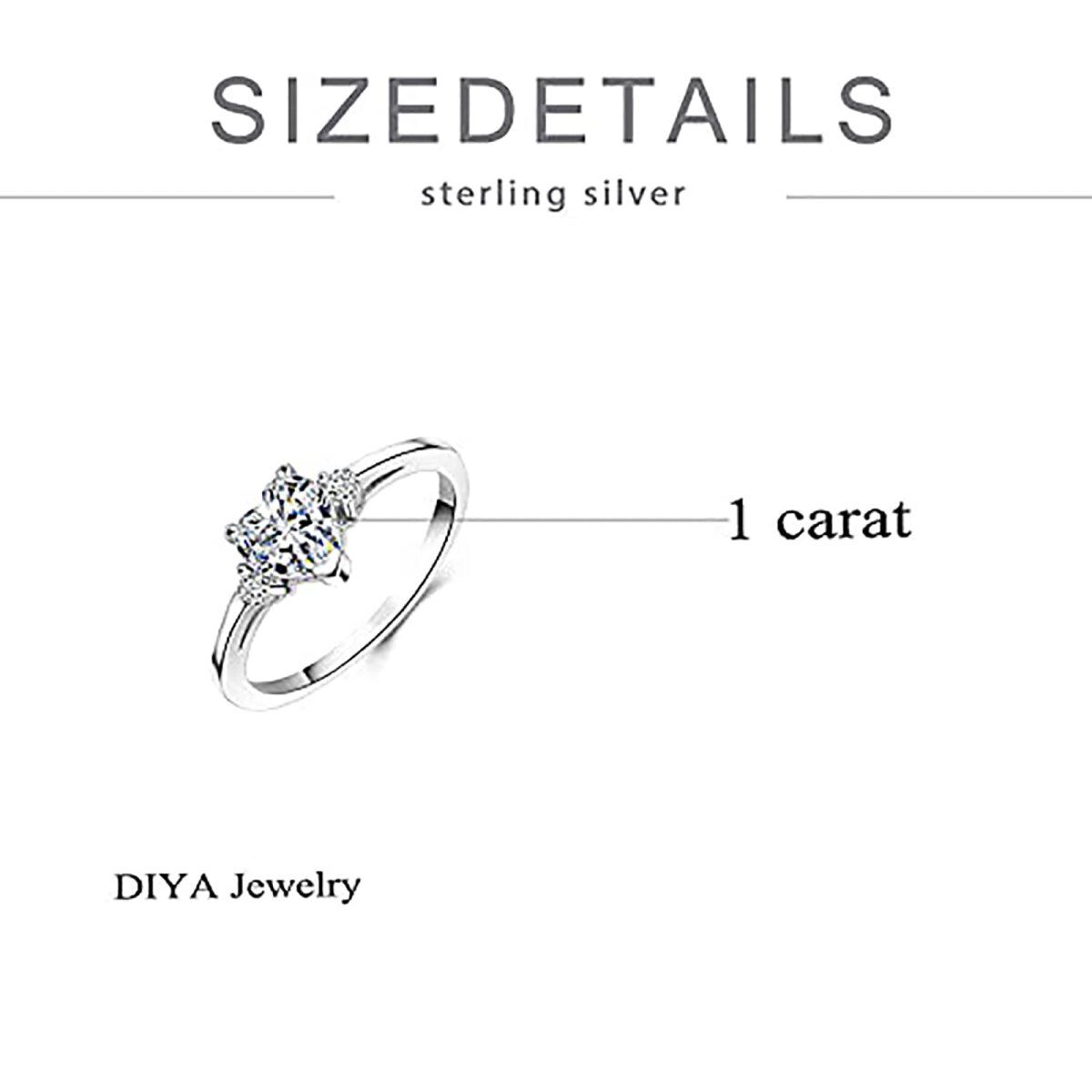 Sterling Silver Heart Shaped Moissanite Engagement Ring-6