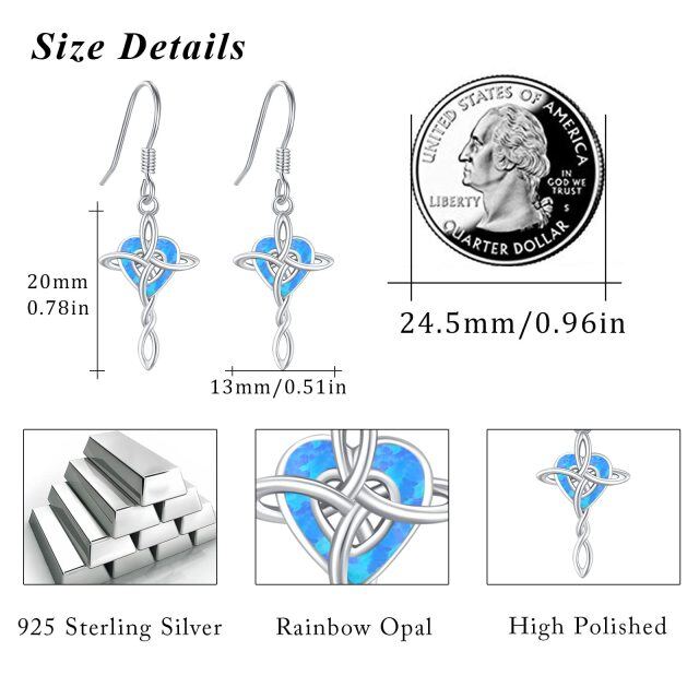 Cross Earrings 925 Silver Celtic Cross Dangle Earrings Cross Heart Drop Earrings-4
