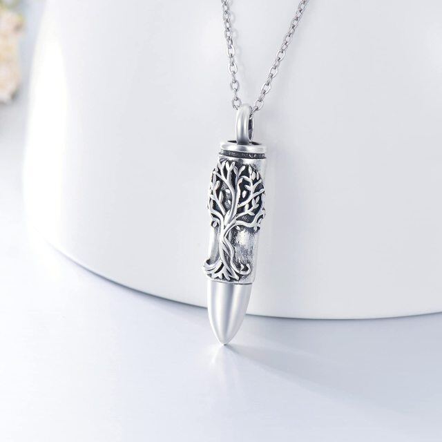 Sterling Silver Tree Of Life Bullet Shaped Urn Necklace for Ashes-5