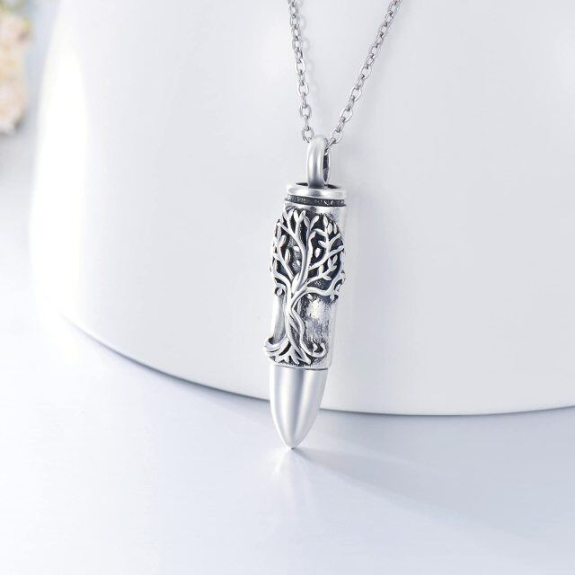 Sterling Silver Tree Of Life Bullet Shaped Urn Necklace for Ashes-4