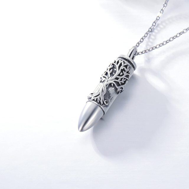 Sterling Silver Tree Of Life Bullet Shaped Urn Necklace for Ashes-3