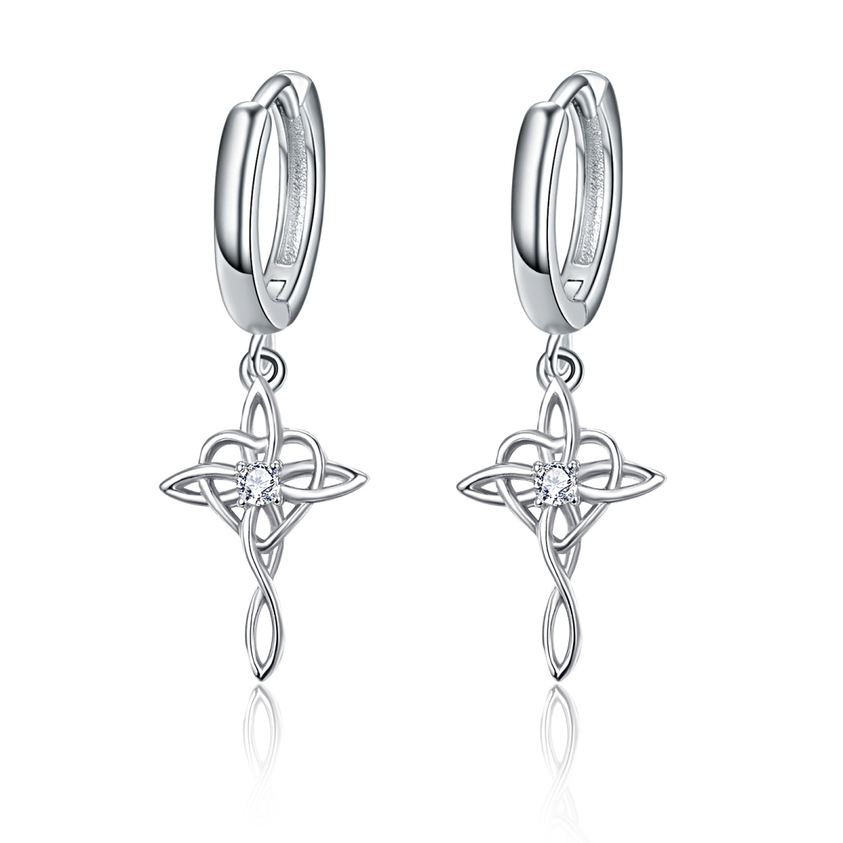 Sterling Silver Cubic Zirconia Couple & Father & Daughter & Grandmother & Mother & Mother & Daughter & Cross Drop Earrings-1