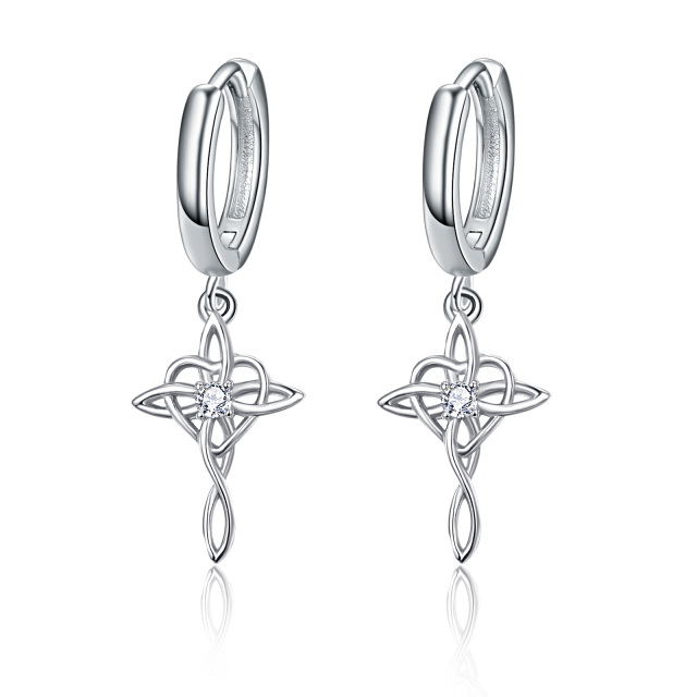Sterling Silver Cubic Zirconia Couple & Father & Daughter & Grandmother & Mother & Mother & Daughter & Cross Drop Earrings-0