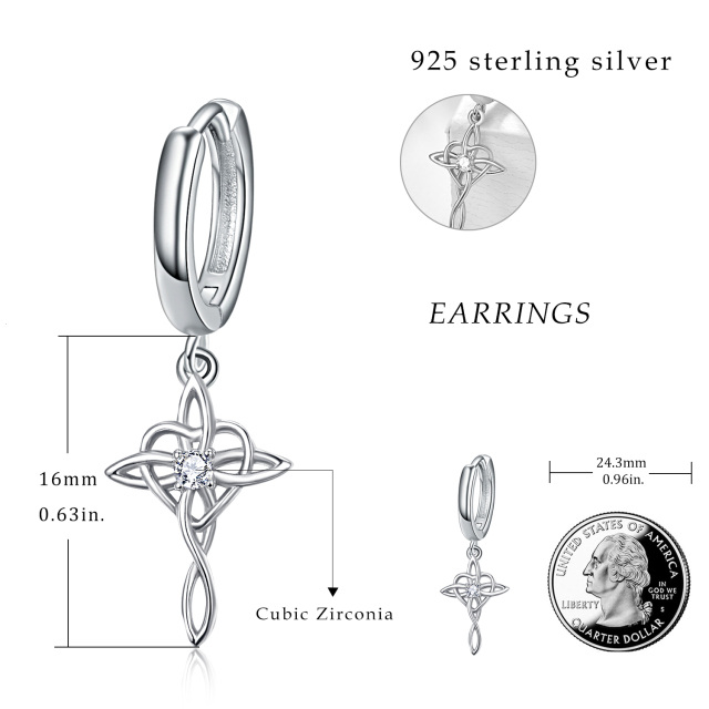 Sterling Silver Cubic Zirconia Couple & Father & Daughter & Grandmother & Mother & Mother & Daughter & Cross Drop Earrings-2