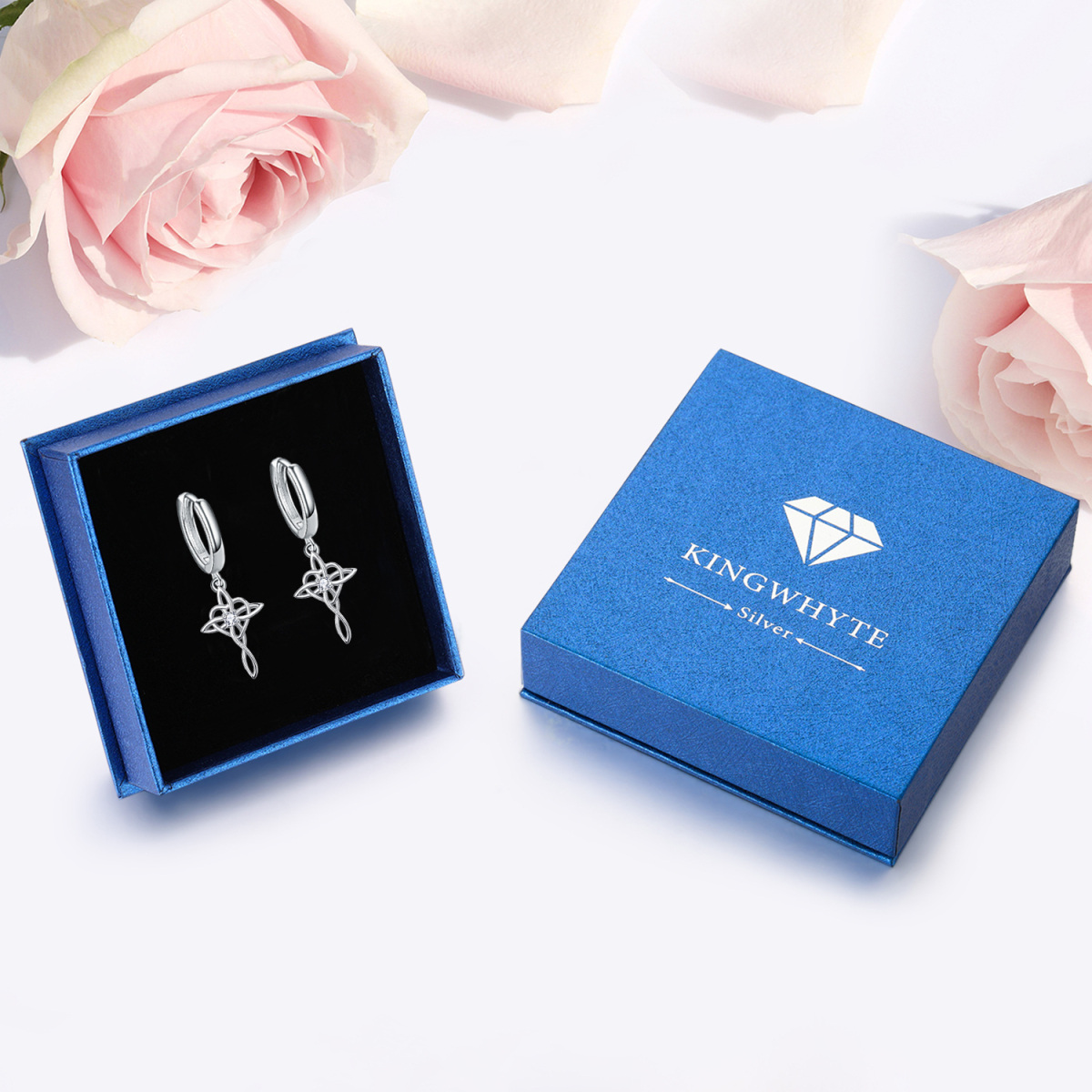 Sterling Silver Cubic Zirconia Couple & Father & Daughter & Grandmother & Mother & Mother & Daughter & Cross Drop Earrings-7