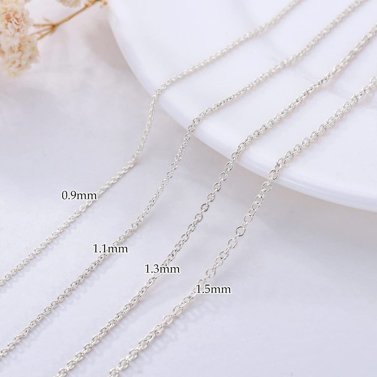 Collier à chaîne en or blanc 14K-3