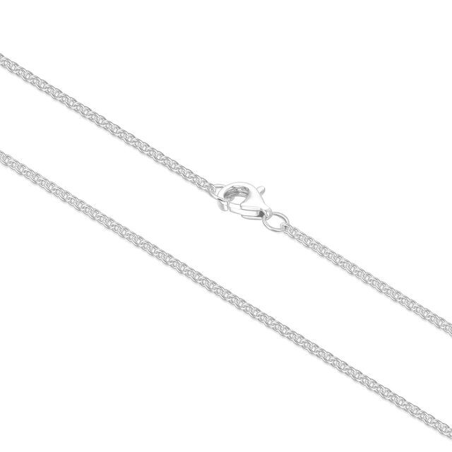 Collar de cadena por cable de oro blanco de 14 quilates -0