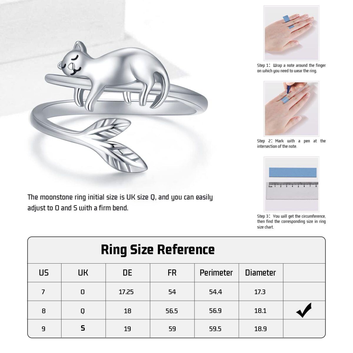 Sterling Silver Cat Open Ring-6