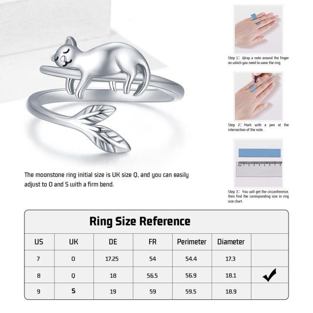 Sterling Silver Cat Open Ring-5