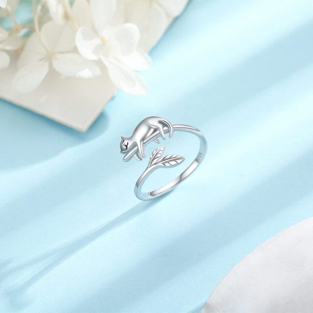 Sterling Silver Cat Open Ring-3